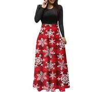 Robe De Noël Femme Vintage Robe De Fête Grande Taille, Vêtements De Soirée Chic Col Rond Ample Style Classique Mode Et Elegent Tunique Coupe Trapeze Imprimés Rigolo