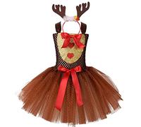 Robe de Noel Fille 10 Ans - Enfant en Bas Âge Enfants Costume S Noël Historique Robe Princesse Bandeau Tenues (Brown 12-18 Months)