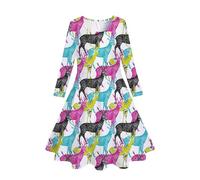 Robe De Noel Fille 10 Ans, Robes pour Fille à Manches Longues, imprimée, Style évasé (Purple, 4-5 Years)