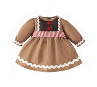 Robe de Noël Fille 2 Ans - Toddler Girls Christmas Dress Plaid Santa Smocked Dresses Baby Girl Christmas Outfit Infant Cute Clothes (Coffee 4-5 Years)