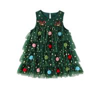 Robe de Noël Fille 8 Ans - Robe de Soirée Dansante sans Manches pour Petite Tenue de Fête de Noël (Green 3-4 Years)