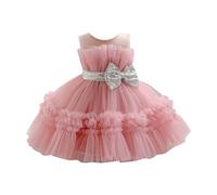 Robe de Noël Fille A-Line Col Rond Au Genou Midi sans Manches | Robe Princesse Fille en Maille Tutu Swing Chic et Elegante Trapèze Dress pour Les Noel Réunions Cocktail Festive Soiree Xmas