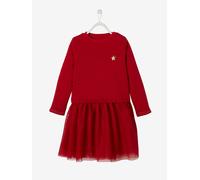 VERTBAUDET Robe de Noël Fille bi-matière Noel Rouge Brique 5A