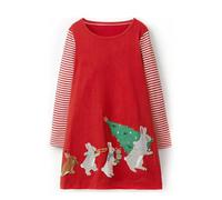 Robe de Noël Fille - Christmas Enfant Deguis Manches Longues Col Rond Robe Princesse Fille Chic Et Elegant Robe de Baptême Mariage Robe Ceremonie Petite Filles pour de NoëL,4-13 Ans