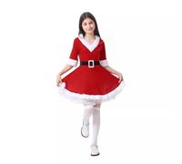 Robe de Noël Fille Col V Au Genou Midi Manches Courtes Grandes Tailles | Robe Rouge Fille Chic et Elegante A-Line Vintage Pour Mariage Cocktail Soirée Fête Cérémonie Xmas Automne Et Hiver Dress