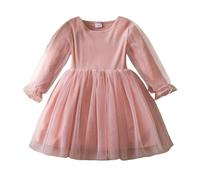 Robe de Noel Fille Robe Noël en Velours à Manches Longues pour Filles, 2025 Tenue de Soirée en Tulle Scintillant, Vêtement à Paillettes pour Anniversaires et Bals, 2-7 Ans