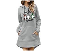Robe de Noel Grande Taille Hiver Pull Moche Sweat, Sweat-Shirt Pull à Capuche Confortable avec Impression Moderne Manches Longues Tunique Élégante pour Soirée Noël Réunion Amicale Cadeau Festif