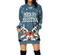 Robe de Noel Grande Taille Hiver Pull Moche Sweat, Sweat-Shirt Tunique à Capuche Manches longuese avec Poches pour Confortable élégante pour Fête de Noël Réunion Familiale Soirée Cinéma Cadeau Festif