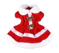 Robe de Noël pour Chien, Costume de fête pour Chiot avec Collier poupée et grelot, Robe de Noël épaisse et Chaude en Polyester pour Petits et Moyens Chiens, Tenue de Cosplay (M)