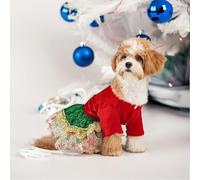 Robe de Noël pour chien et chat - Costume festif en polyester doux pour animal domestique - Poids plume - Tenue de cosplay pour petite ou séance photo - Cadeaux (S/M/L/XL) (M)