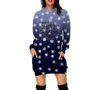 Robe de Noël pour Femme Fantaisie Rudolph Robe de Soirée Chic Noel Vintage Rétro Année 1950 Audrey Hepburn pin-up Rockabilly Swing à Pois Robes Cocktail Soirée Père Noël Déguisement (Dark Blue, XXXL)