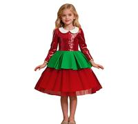 Robe de Noël pour Fille à Manches Longues Chic et Elegant Robes d'anniversaire Ceremonie Mariage Fête Paillette Élégant Robe de Princesse Enfant Robes de Festival pour Fête, Mariage, Anniversaire