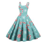 Robe de Noel Robe Femme Chic Et Elegant Hiver de Soiree Nuit Drole Déguisement Mère Noël Deguisement Sapin de Noel Et Élégant Mode Et Elegant Adultes Grande Taille Noël Femme Bleu Ciel XXL