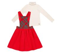 Robe De Noël Tartan & Col Roulé Rouge Beige 11/12A