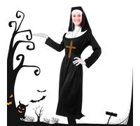 Robe de nonne - Collier avec pendentif en forme de - Costume de nonne de cosplay, tenue religieuse, uniforme de fête d'Halloween | Costume de nonnes classique pour femmes et adultes, jeu de rôle
