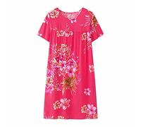 Robe de Nuit à Manches Courtes en Soie de Coton d'été pour Les Femmes d'âge Moyen Nouvelle Robe Ample à la Maison vêtements de Nuit pour Personnes âgées Robe de Pyjama pour Femmes Set Pantalon Long