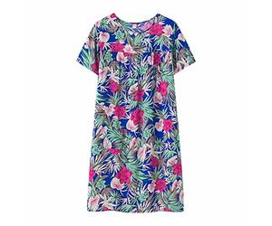 Robe de Nuit à Manches Courtes en Soie de Coton d'été pour Les Femmes d'âge Moyen Nouvelle Robe Ample à la Maison vêtements de Nuit pour Personnes âgées Robe de Grande Taille Maille Body Lingerie