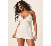 Robe de nuit blanche mini avec des panneaux de buste en dentelle délicate et des bretelles spaghetti pour des moments intimes L,M,S,XL,XSUnicoloreTissu tissé