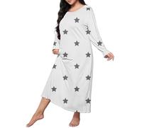 Robe de Nuit Décontractée Grande Taille pour Femmes, Imprimé Cœur, Manches Longues, Col Rond, Extensible, Chemise de Nuit Ample en Flanelle, 5x, Za-gris