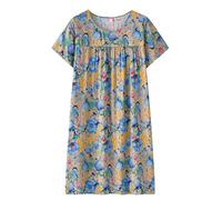 Robe de nuit d'été en coton à manches courtes pour femme du milieu - Nouveau ajustement ample - Vêtements de nuit pour personnes âgées - Robe grande taille - T-shirts à manches courtes