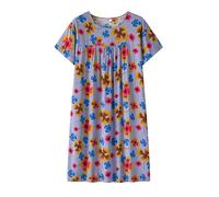 Robe de nuit d'été en coton à manches courtes pour femme du milieu - Nouveau ajustement ample - Vêtements de nuit pour personnes âgées - Robe grande taille - T-shirts à manches courtes