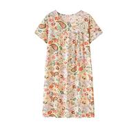 Robe de nuit d'été en coton à manches courtes pour femmes du milieu - Nouvelle coupe ample pour la maison - Vêtements de nuit pour personnes âgées - Robe grande taille pour femmes A chemises