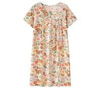 Robe de Nuit d'été en Coton et Soie à Manches Courtes pour Femmes du Milieu Nouvelle Coupe Ample vêtements de Nuit pour Personnes âgées Robe Grande Taille Chemise de Nuit Vieille Dame col à Volants