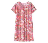 Robe de Nuit d'été en Coton et Soie à Manches Courtes pour Femmes du Milieu Nouvelle Coupe Ample vêtements de Nuit pour Personnes âgées Robe Grande Taille Chemise de Nuit Vieille Dame col à Volants