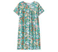 Robe de Nuit d'été en Coton et Soie à Manches Courtes pour Femmes du Milieu Nouvelle Coupe Ample vêtements de Nuit pour Personnes âgées Robe Grande Taille Chemise de Nuit Vieille Dame col à Volants