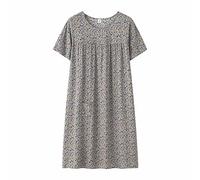 Robe de nuit d'été en coton et soie à manches courtes pour femmes du milieu - Nouvelle coupe ample - Vêtements de nuit pour personnes âgées - Robe de chambre grande taille - Robe de chambre en polaire
