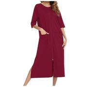 Robe de Nuit Femme élégante Confortable en Tissu Doux Pyjama décontracté à Manches 3/4 pour Un Sommeil paisible