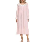 Robe De Nuit Femme Sexy - Nightowns Robe De Pyjama Longue Et Douce À Manches Longues Et Boutons pour avec Poches S 2XL (Red S)