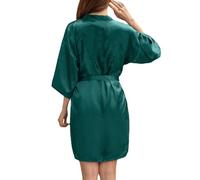 Robe de nuit longue en satin doux pour femme - Robe de chambre longue en soie - Kimonos, vert foncé, XXL