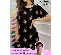 Robe de nuit personnalisée Printstory, designs graphiques de portraits d'animaux de compagnie, ensemble de pyjama de nuit et de détente pour femmes, nuisettes en satin, cadeaux de demoiselle d'honneur