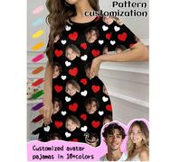 Robe de nuit personnalisée Printstory, personnalisable avec des motifs intéressants comme des portraits de personnes, d'animaux de compagnie, de dessins animés, de thèmes de vacances. Idéal pour les c