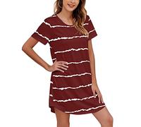 Robe de Nuit Pour Femme à Manches Courtes - Vêtement de Nuit à Rayures - Élégant et Doux - Pyjama Court
