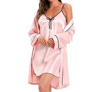 Robe De Nuit Pyjama Femme Ete Nuisette Ensemble Pyjama Débardeur Peignoir Satin Femme Dentelle Robe Eponge Vetement Ensemble Chemise À Manches Chic Imprimé Floral Vente Flash du Jour Et Soldes