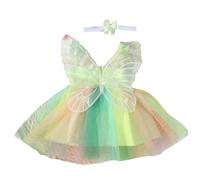 Robe De Photographie Mensuelle Pour Bébés Filles Couvre-chef Tenue Séance Photo Pour Nouveau-nés Y Compris Une Robe Papillon Élégante Et Un Bandeau Fête Prénatale