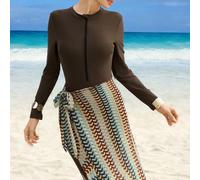 Robe de plage à volants, robe de plage rayée ajourée pour l'hiver et Noël, ensemble burkini élégant sans fil à la mode pour femmes en 3 pièces, maillot de bain burkini pour le Moyen-Orient L,M,S,XLgra