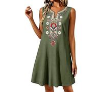 Robe de plage bohème d'été en coton et style brodé décontracté sans manches pour femmes robes pour femme blanc soleil tenues pour femmes plus âgées tenues formelles pour femmes couvrantes jupe-short