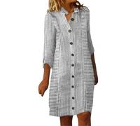 Robe De Plage Champetre en Lin Made in Italy Femme Été Ete Chemise Robes Femmes D Chic Et Elegant Mi Longue Grande Taille Coton Bohème Mariage Manche Courte Boheme D'été Fluide,1-C-Blanc,L