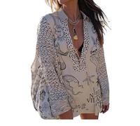 Robe de Plage en Satin imprimé à la Mode pour Femmes surshort Ensemble Deux pièces Pull surdimensionné à Manches Longues et à Motifs