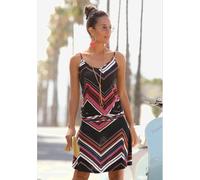 Robe de plage encolure en v - LASCANA - noir-violet imprimé NOIR-VIOLET IMPRIMÉ 44