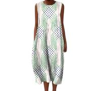 Robe De Plage Femme Bohème Chemise Robes San Manches Ample Casuel A-Line Imprimé Fleur Robes Col V Coton Ronde Robe De Soiree Femme Décontractée Dresses pour Plage Fête