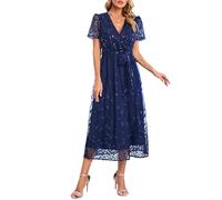 Robe de Plage Femme Chemise Col Rond CacheMaillots et Sarongs Bikini Cover Up pour Maillot de Bain Casual Robes Beachwear Blouse Wedding Dress for Women Pas Cher Solde (7G Bleu,XXL)