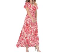 Robe de Plage Femme Coton Chemise de Plage pour Maillot de Bain Couvrir Kimono Tunique Plage Boutonné Cache-Maillots et Sarongs Col V Bikini Cover Up Blouse Corset Dress Jupes 2025 (Rouge,M)