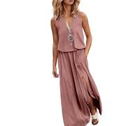 Robe de Plage Femme Courte Été Cache-Maillots de Bikini Manches Courtes Robes Tunique Femme avec Col en V S-XXL Summer Dress Plus Size Cache Couvrir Beach Maillots de Bain Cover Up Tendance (Rose,5XL)