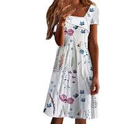 Robe de Plage Femme Été Bohème Chic Manches 3/4 Impression Maxi Décontractée Longue Elegante Swing Vacances Témoin de Mariage