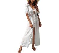 Robe de Plage Femme Été Cache-Maillots de Bikini Transparent Tunique Sarong Beachwear Bohème Elégant Swimsuit Cover Up Cache Maillot de Bain pour Femme Kimono Robe de Plage Longue en Dentelle
