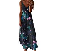 Robe de Plage Femme Ete Dentelle Une épaule Demi Manches Chauve-Souris Solide Robes décontractées en Vrac Sangle en métal Plage Mini Robe de Soleil Robe Coton Grande Taille Robe Bleu Marine